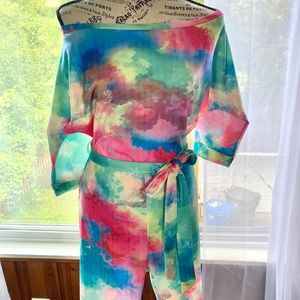 Tie dye boat neck romper
